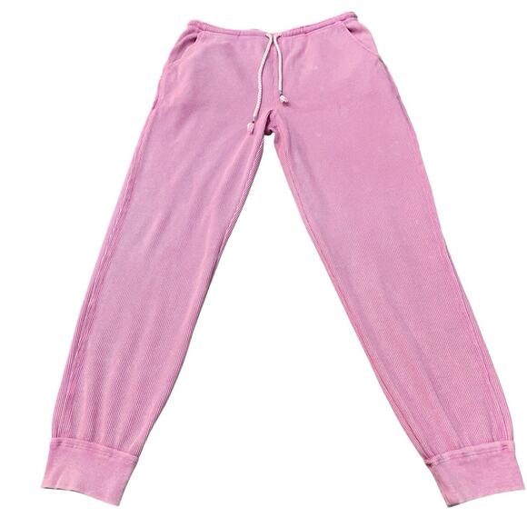 Sundry Pants - Sunnyside By Sundry Waffle Knit Joggers Small Pink Casual Loungewear Cozy Cotton